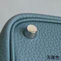 「#4342」 Hermes Azure Silver Buckle Picotin Lock 18cm