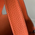 「#4343」 Hermes Bright Orange Silver Buckle Picotin Lock 18cm