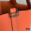 「#4343」 Hermes Bright Orange Silver Buckle Picotin Lock 18cm