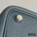 「#4345」 Hermes Hurricane Blue Silver Buckle Picotin Lock 18cm