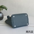 「#4345」 Hermes Hurricane Blue Silver Buckle Picotin Lock 18cm