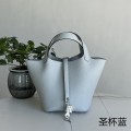 「#4348」Hermes Holy Grail Blue Silver Buckle Picotin Lock 18cm