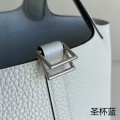 「#4348」Hermes Holy Grail Blue Silver Buckle Picotin Lock 18cm