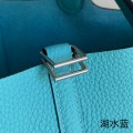 「#4349」 Hermès Lake Blue Silver Buckle Picotin Lock 18cm