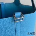 「#4351」 Hermes Northern Blue Silver Buckle Picotin Lock 18cm