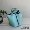 「#4352」 Hermès Macaron Blue Silver Buckle Picotin Lock 18cm