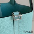 「#4352」 Hermès Macaron Blue Silver Buckle Picotin Lock 18cm
