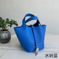 「#4353」 Hermes Water Fairy Blue Silver Buckle Picotin Lock 18cm