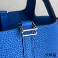 「#4353」 Hermes Water Fairy Blue Silver Buckle Picotin Lock 18cm