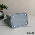 「#4354」 Hermès Linen Blue Silver Buckle Picotin Lock 18cm
