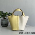「#4356」 Hermès Milkshake White and Yellow Chicken Silver Buckle Picotin Lock 18cm