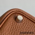 「#4357」 Hermès Golden Brown and Milkshake White Silver Buckle Picotin Lock 18cm
