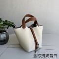 「#4358」 Hermès Golden Brown and Milkshake White Silver Buckle Picotin Lock18cm