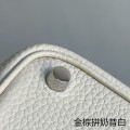「#4358」 Hermès Golden Brown and Milkshake White Silver Buckle Picotin Lock18cm