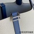「#4359」 Hermès Pearl Grey and Agate Blue Silver Buckle Picotin Lock 18cm