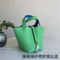 「#4361」 Hermès Comic Green and Florida Blue Silver Buckle Picotin Lock 18cm