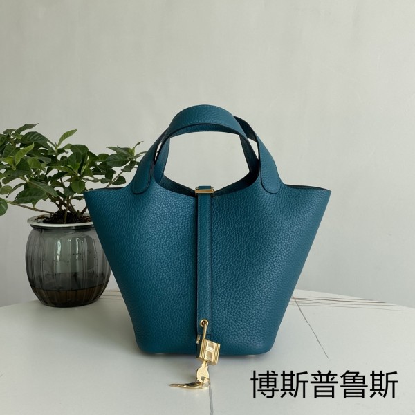 「#4367」Hermes Bosphorus Gold Buckle Picotin Lock18cm