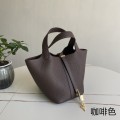 「#4370」Hermès Brown Gold Buckle Picotin Lock 18cm