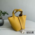 「#4384」 Hermès amber yellow silver buckle Picotin Lock 18cm