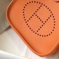 「#4047」 Hermès Orange Mini Evelyne 18cm