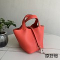 「#4393」 Hermès Wild Orange Silver Buckle Picotin Lock 18cm