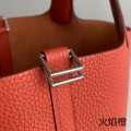 「#4394」 Hermès Flame Orange Silver Buckle Picotin Lock 18cm