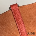 「#4394」 Hermès Flame Orange Silver Buckle Picotin Lock 18cm