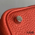 「#4394」 Hermès Flame Orange Silver Buckle Picotin Lock 18cm