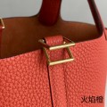 「#4395」 Hermès Flame Orange Gold Buckle Picotin Lock 18cm