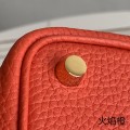 「#4395」 Hermès Flame Orange Gold Buckle Picotin Lock 18cm