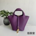 「#4398」 Hermès Anemone Purple Gold Buckle Picotin Lock 18cm