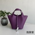 「#4399」 Hermès Anemone Purple Silver Buckle Picotin Lock 18cm