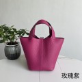 「#4401」 Hermès Rose Purple Silver Buckle Picotin Lock 18cm