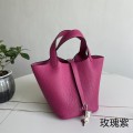 「#4401」 Hermès Rose Purple Silver Buckle Picotin Lock 18cm