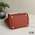 「#4402」 Hermès red brown silver buckle Picotin Lock 18cm