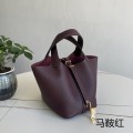 「#4405」 Hermès Saddle Red Gold Buckle Picotin Lock 18cm