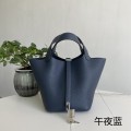 「#4410」 Hermès Midnight Blue Silver Buckle Picotin Lock 18cm