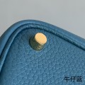 「#4415」 Hermès Denim Blue Gold Buckle Picotin Lock 18cm