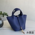 「#4416」 Hermès Ink Blue Gold Buckle Picotin Lock 18cm