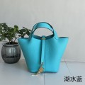 「#4418」 Hermès Lake Blue Gold Buckle Picotin Lock 18cm