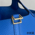 「#4422」 Hermès Water Fairy Blue Gold Buckle Picotin Lock 18cm