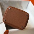 「#4049」 Hermès Brown Picotin Lock Shopping Basket Silver Buckle