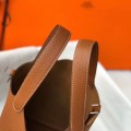「#4049」 Hermès Brown Picotin Lock Shopping Basket Silver Buckle