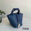 「#4424」 Hermès Agate Blue Gold Buckle Picotin Lock 18cm