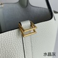 「#4437」 Hermès Crystal Grey Gold Buckle Picotin Lock 18cm
