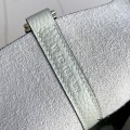 「#4438」 Hermès Crystal Grey Silver Buckle Picotin Lock 18cm