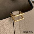 「#4440」 Hermes New Trench Coat Grey Gold Button Picotin Lock 18cm