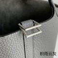 「#4443」 Hermès Cumulonimbus Grey Silver Buckle Picotin Lock 18cm