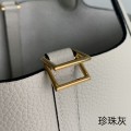 「#4445」 Hermès Pearl Grey Gold Buckle Picotin Lock 18cm