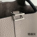 「#4446」 Hermès Pewter Grey Silver Buckle Picotin Lock 18cm